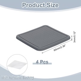 sourcing map 4Pcs Non-Slip Furniture Pads, 2.36" Square Anti Skid Rubber Caster Cups, Anti-Sliding Furniture Coasters, Anti Slide Floor Protectors Pads for Bed Couch Table (Grey)