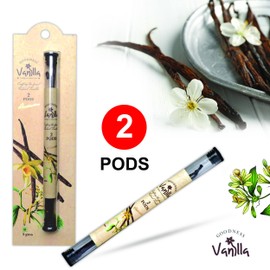 100% Pure and Natural Grade A Indian Goodness Vanilla Beans (2 Pods) for Cooking, Extract, Baking Grown in foothills of India comparable to Madagascar, Mexican and Tahitian Beans- 0.176 oz / 5 grams