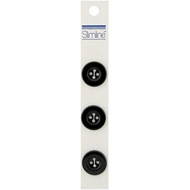 BERWICK OFFRAY Buttons Slimline 13/1, Black 4-Hole 13/16" 3/Pkg