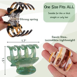 HAYHOI Hair Claw Clips, 8PCS Marble Resin Medium Cute Small Jaw Clip | Nonslip Tortoise Aesthetic Styling Accessories for Thin Thick Hair for Women Girl Gift,Brown Black