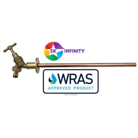SK INFINITY | Outside Garden Tap Kit with Through Wall Flange 350mm Long Tube | 3/4" Brass Connector