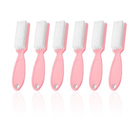 SQULIGT 6Pcs Nail Brush for Cleaning Fingernails, Handle Grip Cleaning Brush for Nail and Toenail, Nail Dust Brush Manicure Pedicure Tools Scrubbing Brush Women Men Home Salon(Pink)