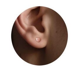 TitanHeart Earrings for Women Men, Hypoallergenic F136 Titanium Flat Back Stud Earring Minimalist Classic Heart Cartilage Earrings for Sensitive Ears, Rose Gold