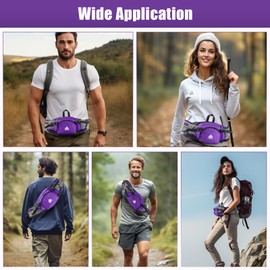 HTZPLOO Fanny Pack Waist Bag with Water Bottle Holder for Men Women Running Hiking Travel Dog Walking Workout Cycling Outdoor, Purple, 51 inches, Classic