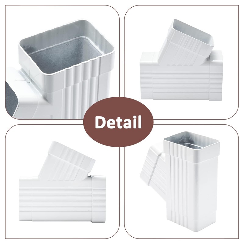 VYH Downspout Gutter for Y Connector 3X4,Square Downspout Diverter White