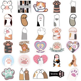 Pack of 61 Cartoon Cat Paw Stickers Cute Vinyl Stickers for Water Bottles, Tumblers, Luggage, Skateboard, Bumper, Scrapbook, Cup, Stickers, Gift for Children, Teenagers, Adults