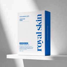 Royal Skin Hyaluronic Acid Moisture Mask Pack Hydrating Soothing Moisturizing Vegan Certified Face Pack 10 sheets, 1 set / 로얄스킨 히알루론산 모이스처 마스크팩 수분 진정 보습 비건인증 얼굴팩 10매, 1세트