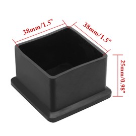 Bonsicoky 4 Pcs Square PVC Furniture Leg Caps (1-1/2" x 1-1/2"), Vinyl Flexible Chair Leg Floor Protectors for Patio Indoor Chair Table Bed, 38mm x 38mm
