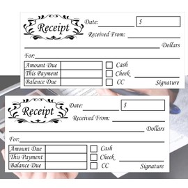 50 Sets Receipt Book Order Forms Pad 2 Part Carbonless 2.75 x 6 Inch Sales Receipt Form, Invoice Pad Invoice Book for Small Business