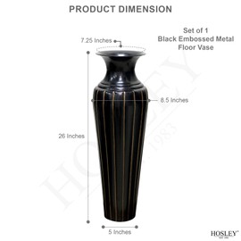 Hosley Tall Metal Floor Vase 26 Inch High, Ideal Gift for Floral Arrangements Modern Home Decor for Dining Room, Livingroom, Bedroom, Hallway Corner, Wedding Party, Spa
