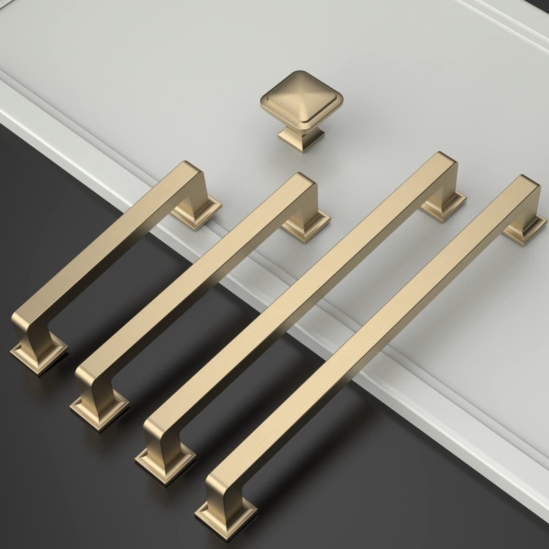 Amerdeco 10 Pack Brushed Brass Cabinet Pulls 7 Inch Hole