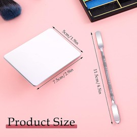 Lusofie Paleta De Maquillaje De Acero Inoxidable Con Espátula, Paleta Cosmética Profesional Para Mezclar Base, Sombra De Ojos Y Uñas.