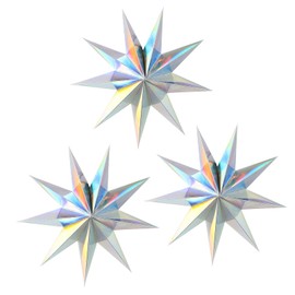 CAMILIFE 3 Pieces 9 Pointed Paper Star Lanterns 12 Inch 10D Paper Hanging Christmas Decorations Wedding Birthday Baby Shower Room Christmas Ornaments Party Supplies(Bright color)