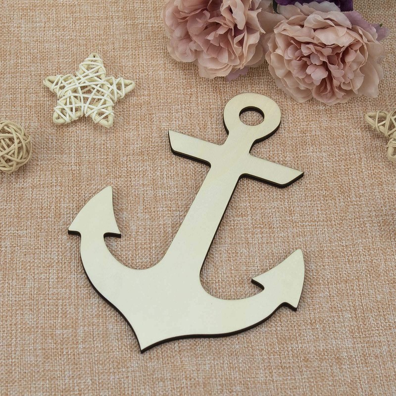 Anchor Shape Hanging Wood Unfinished Wood with Twines DIY Craft