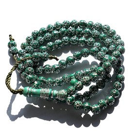 8mm Tasbih Prayer Beads Islamic Prayer Rosary Beads Muslim Islam Misbaha Tasbeeh Sibha 99 Prayer Beads Necklace Hand Bracelets (Green)