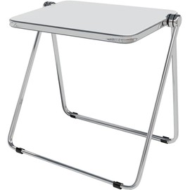 Folding TV Tray Table, Acrylic Foldable Desk No Assembly Required, Space-Saving Clear Side Table for Living Room, Bed Room,Home Office (White) 25.2in(L)*19.7in(W)*26.38in(H)