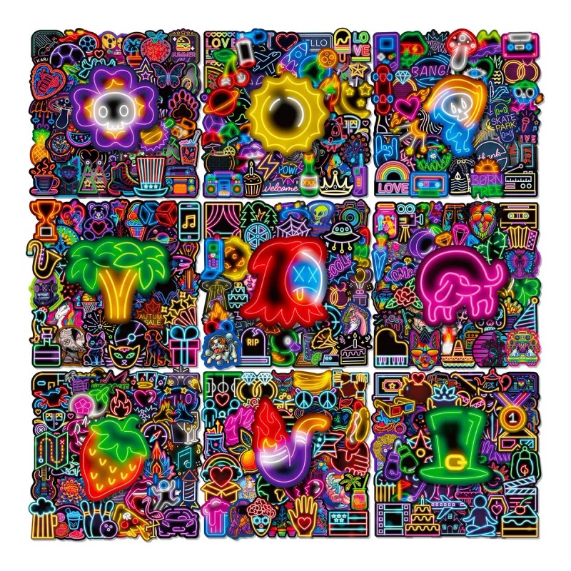 300 Hojas Neón Stickers Para Autos,pegatinas Motos,portátil