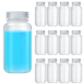 Tatuo 12 Pcs 4 oz 125 ml Polypropylene Wide Mouth Reagent Bottle Plastic Sample Bottles with Screw Caps Translucent PP Sample Containers with Lid for Liquids, Laboratory, Classroom, or Storage at Home