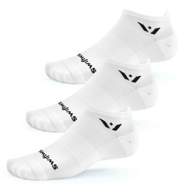 Swiftwick- ASPIRE ZERO Tab (3 Pairs) Running Socks, Cycling Socks, Firm Support (White, Large)