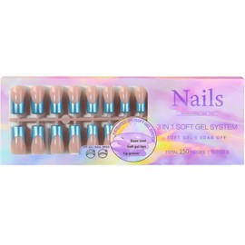 150Pcs Colorful Chrome French Tip Press on Nails Long Square Fake Nails Blue Purple Silver Yellow Red Electroplate French Nail Tips In 15Sizes 3 In 1 Soft Gel Nail Tips No Need to File for Women Girls