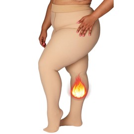 SUREPOCH Plus Size Fleece Lined Tights for Women, Winter Fake Translucent Warm Pantyhose