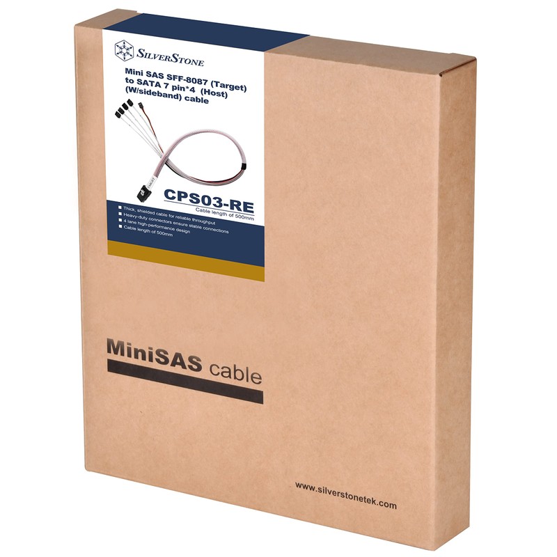 SilverStone CPS03-RE Mini-SAS 36 Pin (Target) SFF-8087 -to-SATA-7-pin x 4