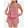 SHENHE Women's 2 Piece Outfits Cute Gingham Tiered Sets Ruffle