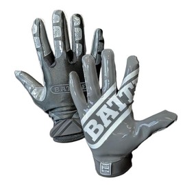 BATT Double Threat Receiver Football Gloves UltraTack Palm PerfectFit Material Reinforced Stitching 90-Day Durability Guarantee:_Charcoal_Adult_M