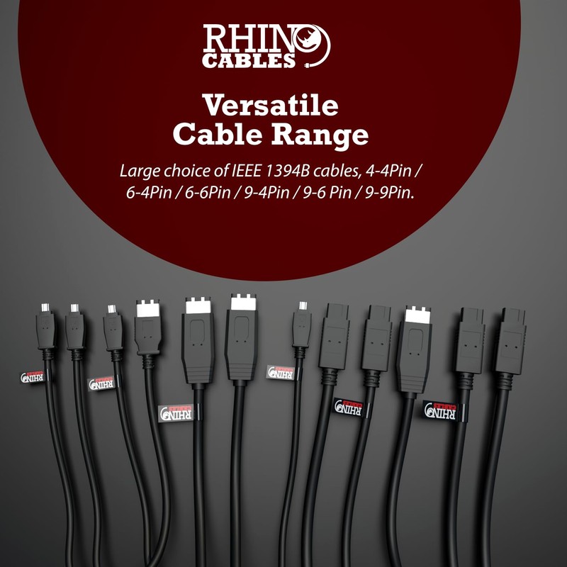 rhinocables Firewire Cable, IEEE 1394 DV Cable, Fully Moulded End