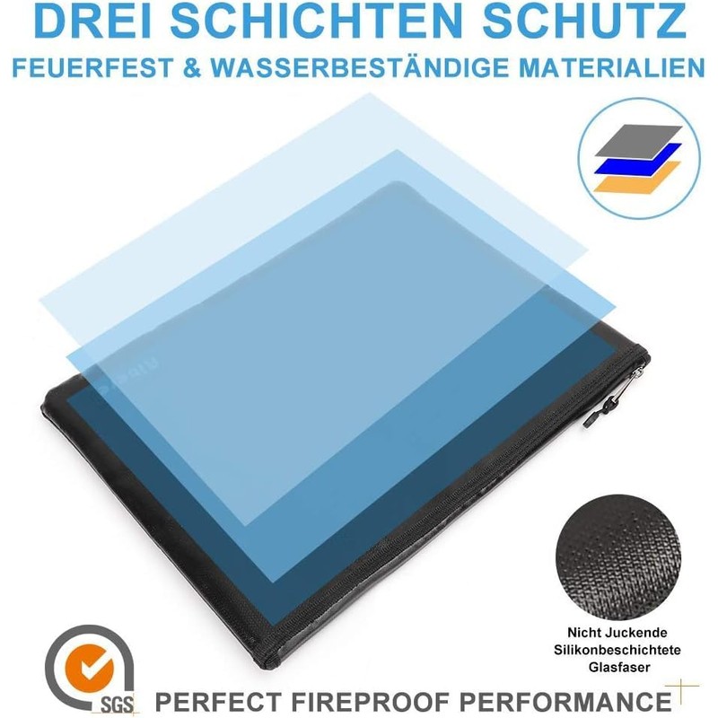 Fireproof Document Bag, Fireproof and Waterproof Document Box, Briefcase for