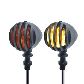 VRWEARE Universal 12V LED Motorcycle Bullet Turn Signals Motorcycle Amber Blinker Waterproof Indicator Light Compatible with Harley Kawasaki Yahama Honda Bobber Suzuki(Black and 2 Wire)