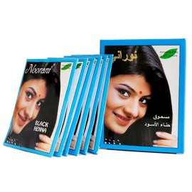 Noorani Henna Based Hair Color and Herbal Powder in USA | Ships from California (1 (6 Pouch x 10g), BLACK HENNA)
