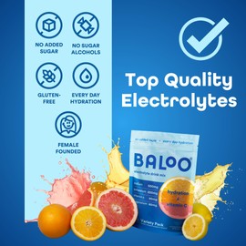 Baloo Electrolyte Drink Mix – No Added Sugar Hydration Powder with Magnesium, Potassium, Sodium & Vitamin C – Variety – 15 Stick Packs