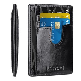 LATKWO Slim Compact Minimalist Wallet Pocket Travel Credit Card Holder Rfid Blocking for Men Women, black, inch, Minimalist