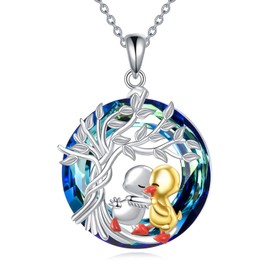 YAFEINI Duck Necklace Sterling Silver for Women Duck Crystal Pendant Animal Necklace Jewelry Birthday Gifts for Woman Friends