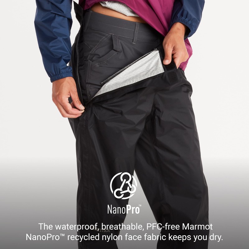 MARMOT Women's PreCip Eco Full Zip Pant, Black, X-Small