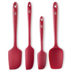 DI ORO Seamless Series 4-Piece Silicone Spatula Set - 600Â°F Heat-Resistant Pro-Grade Rubber Spatulas - Spoonula, Large Spatula, Small/Mini Spatula, and Jar Spatula - Kitchen Utensil Set (Red)