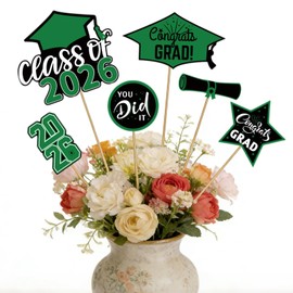 hhdatc 20 PCS Class of 2026 Graduation Centerpieces Congrats Grad Table Toppers for Party Decorations (Green)