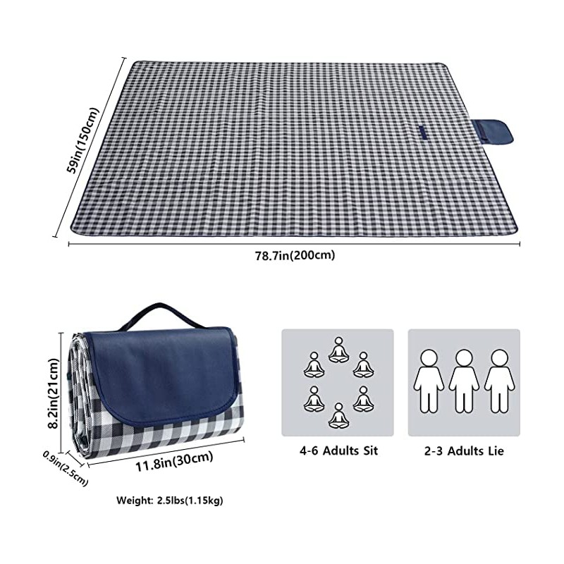 Ashintar Large Camping Picnic Blanket Mat（200 * 150cm）, Foldable Outdoor