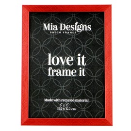 Mia Designs Picture Frame Cross Brushed Metallic Red 5x7 13x18 Cm Photo Frame for Desk, Wall and Table Top in Eco-friendly PS material Environmentally Friendly Freestanding Frame
