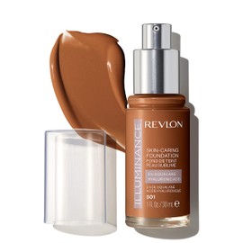 Revlon Illuminance Skin-Caring Liquid Foundation, Hyaluronic Acid, Hydrating and Nourishing Formula with Medium Coverage, 501 Toasted Caramel, 1 fl oz