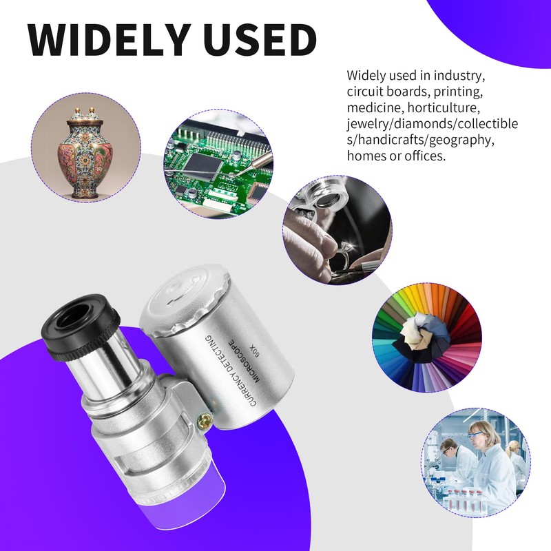 Mini Microscope for Jewellers 60X LED Microscope Pocket Microscope Magnifier