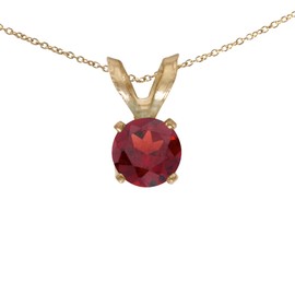 14k Yellow Gold Round Garnet Earring and Pendant Set