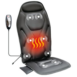 Heated Vibration Cushion Back Massager – 8 Motors, 5 Modes, 2 Heat Levels. No Knead – Just Vibrating. Fits Home and Office Chair. Gift for Mom, Dad, Wife, Husband
