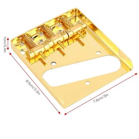 Compensated 3 Saddles Telecaster Bridge Assembly for TL Electric Guitar Hardware 3-Saddle Bridge Tele Bridge Telecaster Saddles Guitar Bridge Saddle Brass (Gold)