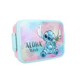 My sweety pop - Stitch Snack Box - Lunch Box - For Children - Nursery, Kindergarten, School, Holiday, Meal - 16cm - Gift Idea (Stitch - Blue/Pink)