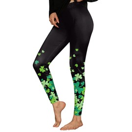 ALIREVERIE Womens St Patricks Day Stretchy Holiday Leggings Mid Rise Paddy's Lucky Shamrock Tights Irish Clover Dip XL
