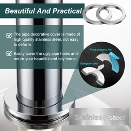 Set of 2 125 mm Cover Rosette Stainless Steel Silver Rosette Shower Fitting Cover Rosette for Radiator Pipes Heating Pipe Rosette for Shower Faucets Radiator Gas Wall Boiler Extractor