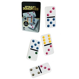 Cardinal Double Six Color Dot Dominoes In Color Collectors Tin, 28 Dominoes (8875)