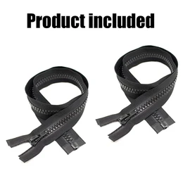YaHoGa - 2 cremalleras separadoras #10 de 16 pulgadas para coser chamarra, chamarra de invierno, color negro, resistente, grande, con cremalleras de plástico moldeado, a granel (16 pulgadas, 2